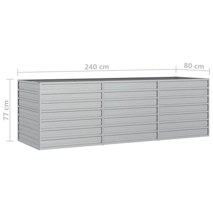 Strat înălțat de grădină argintiu 240x80x77 cm oțel galvanizat - WALTI WALTI
