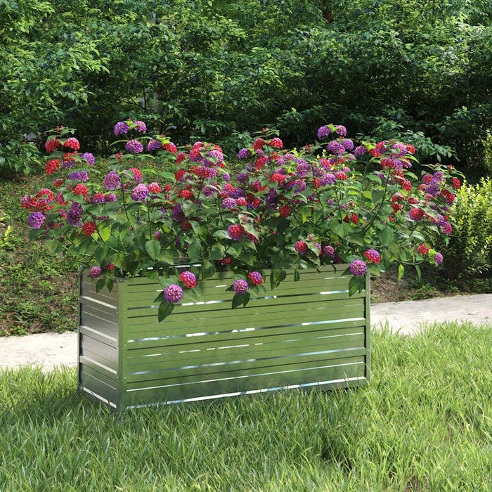Strat înălțat de grădină argintiu 100x40x45 cm oțel galvanizat - WALTI WALTI