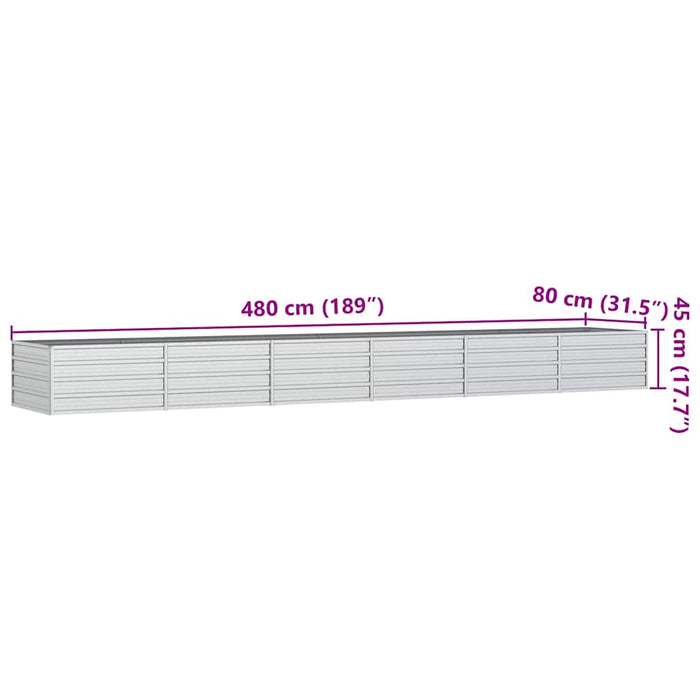 Strat înălțat de grădină argintiu 480x80x77 cm oțel galvanizat WALTI