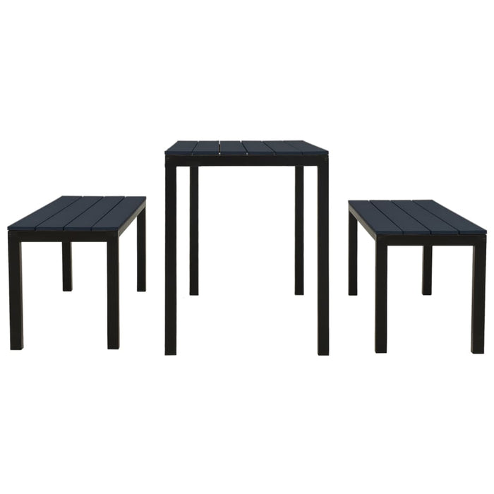 Set mobilier de grădină, 3 piese, negru, WPC și oțel - WALTI WALTI