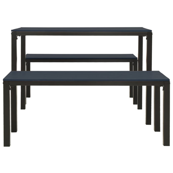 Set mobilier de grădină, 3 piese, negru, WPC și oțel - WALTI WALTI