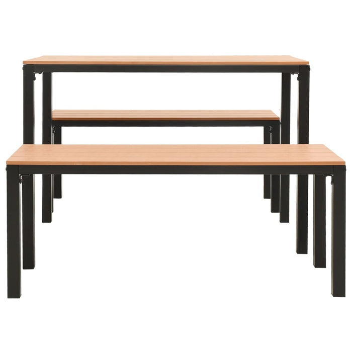 Set mobilier de grădină, 3 piese, maro și negru, WPC și oțel - WALTI WALTI