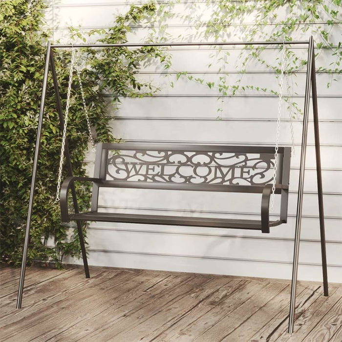 Bancă balansoar de grădină, negru, 125 cm, oțel și plastic WALTI
