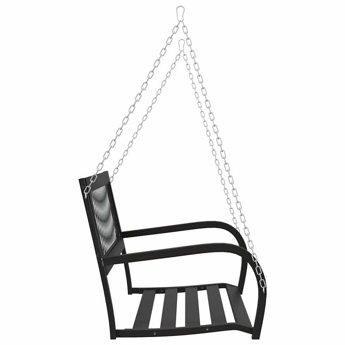 Bancă balansoar de grădină, negru, 125 cm, oțel și plastic WALTI