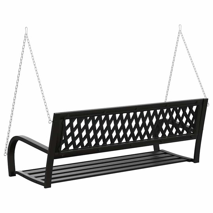 Bancă balansoar de grădină, negru, 125 cm, oțel și plastic WALTI