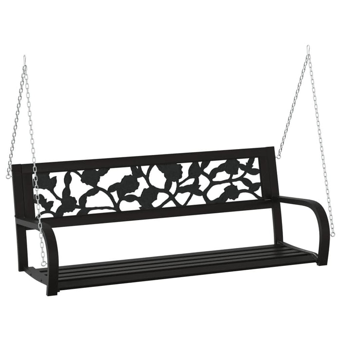 Bancă balansoar de grădină, negru, 125 cm, oțel și plastic WALTI