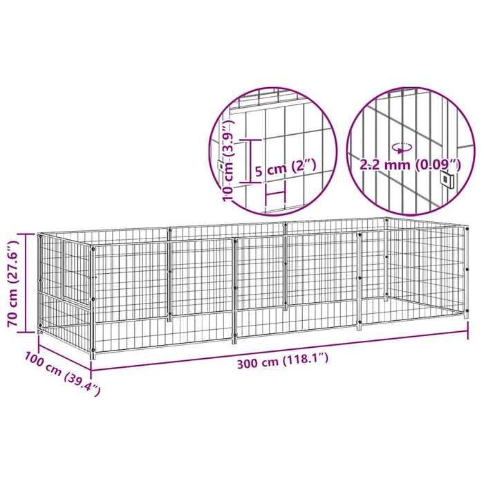 Padoc pentru câini, negru, 3 m², oțel - WALTI WALTI