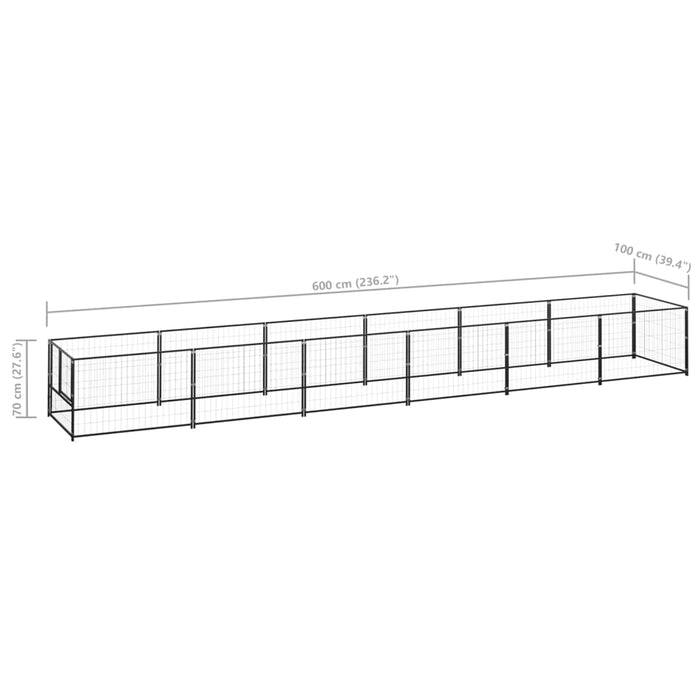 Padoc pentru câini, negru, 6 m², oțel - WALTI WALTI