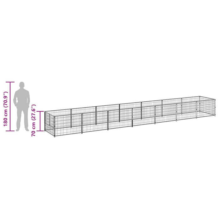 Padoc pentru câini, negru, 7 m², oțel - WALTI WALTI
