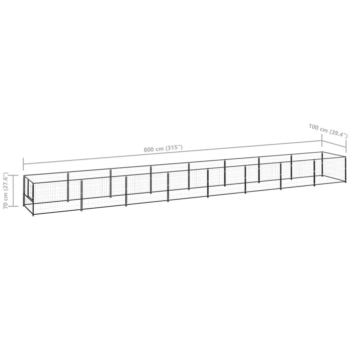 Padoc pentru câini, negru, 8 m², oțel - WALTI WALTI