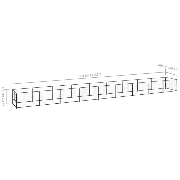 Padoc pentru câini, negru, 9 m², oțel - WALTI WALTI