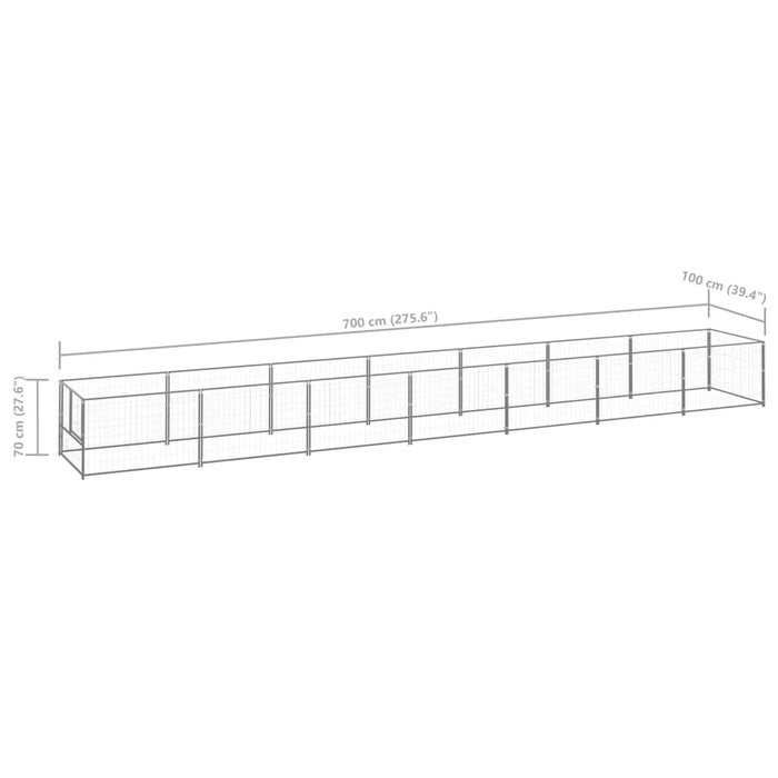 Padoc pentru câini, argintiu, 7 m², oțel - WALTI WALTI