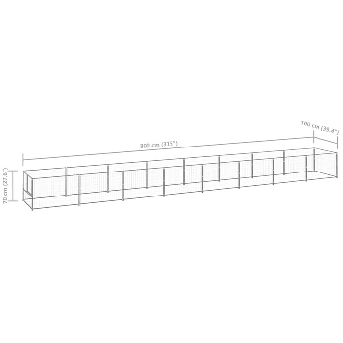 Padoc pentru câini, argintiu, 8 m², oțel - WALTI WALTI