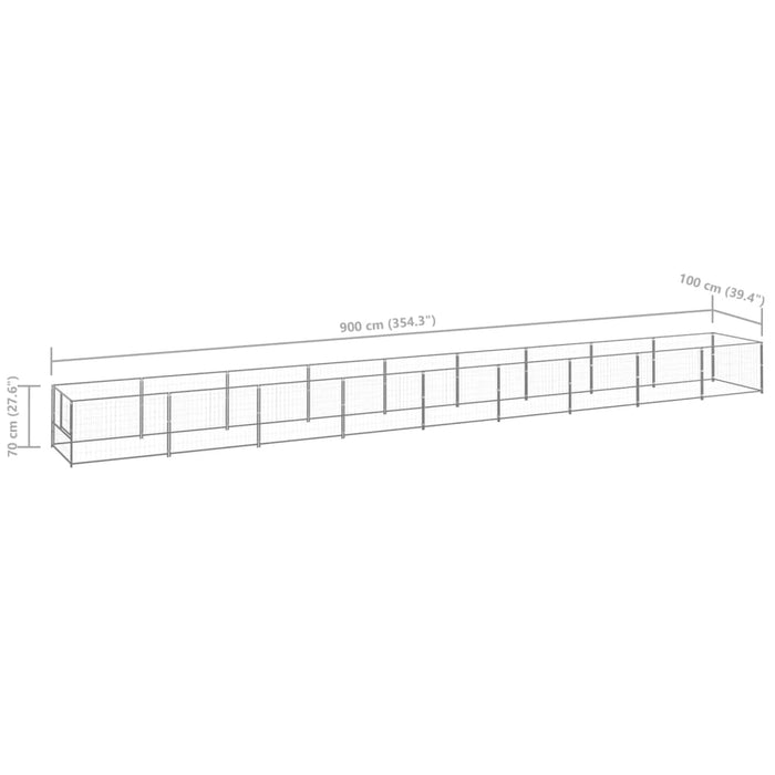 Padoc pentru câini, argintiu, 9 m², oțel - WALTI WALTI