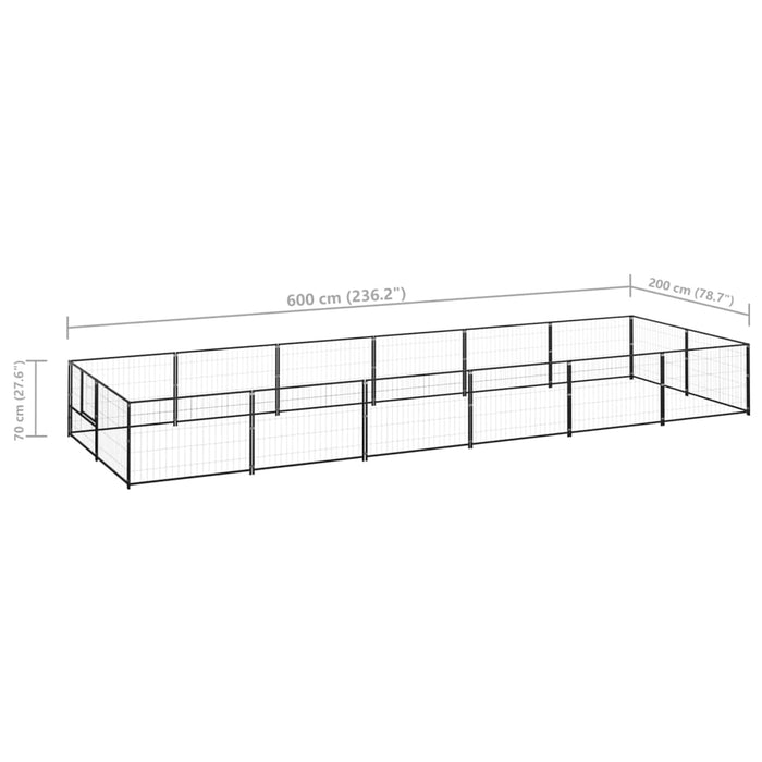 Padoc pentru câini, negru, 12 m², oțel - WALTI WALTI