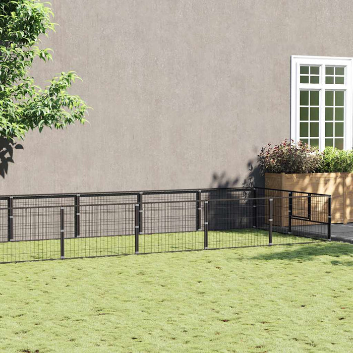 Padoc pentru câini, negru, 16 m², oțel - WALTI WALTI
