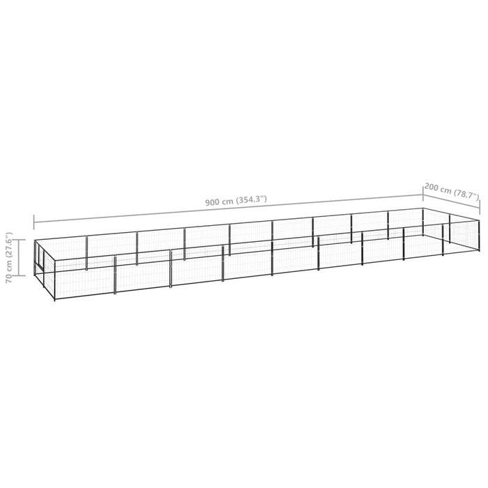 Padoc pentru câini, negru, 18 m², oțel - WALTI WALTI