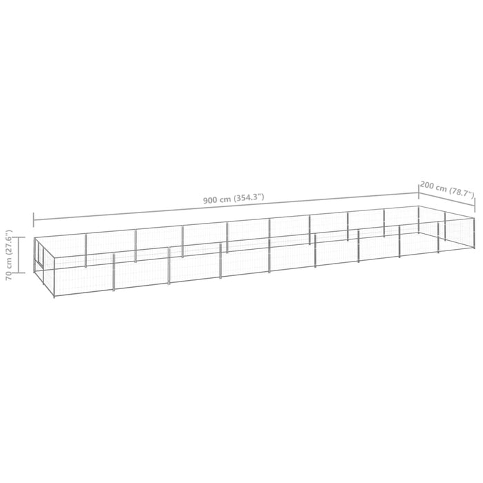 Padoc pentru câini, argintiu, 18 m², oțel - WALTI WALTI