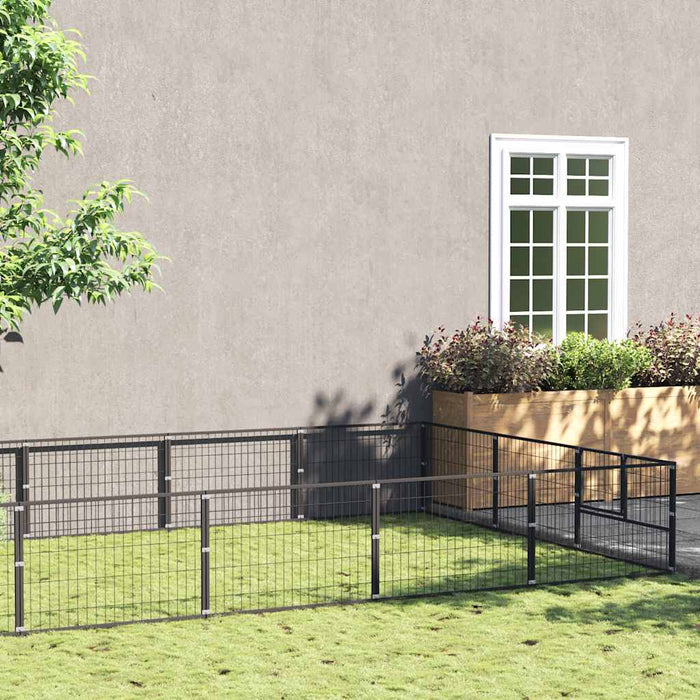 Padoc pentru câini, negru, 27 m², oțel - WALTI WALTI