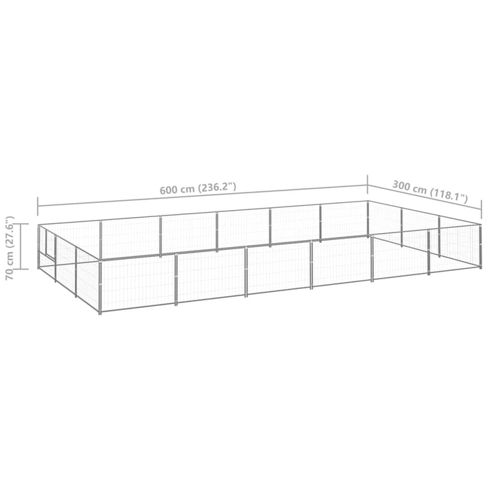 Padoc pentru câini, argintiu, 18 m², oțel - WALTI WALTI