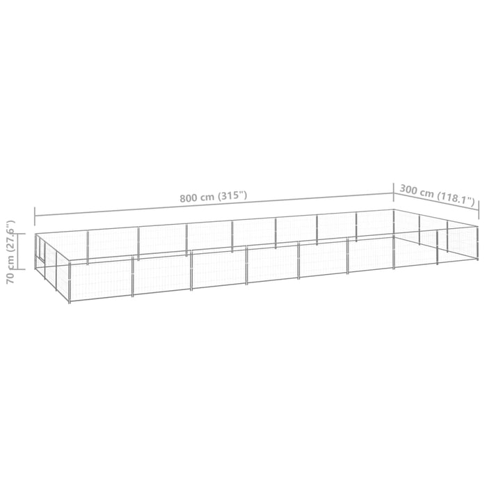 Padoc pentru câini, argintiu, 24 m², oțel - WALTI WALTI