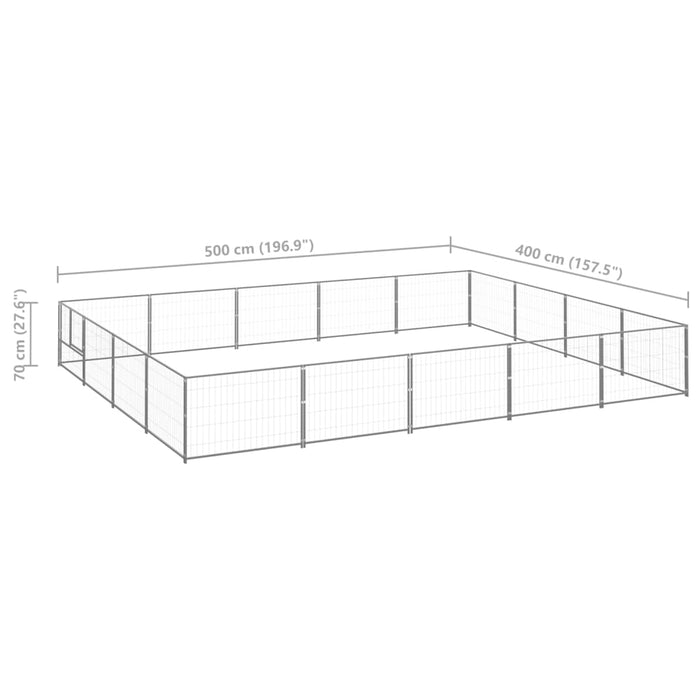 Padoc pentru câini, argintiu, 20 m², oțel - WALTI WALTI