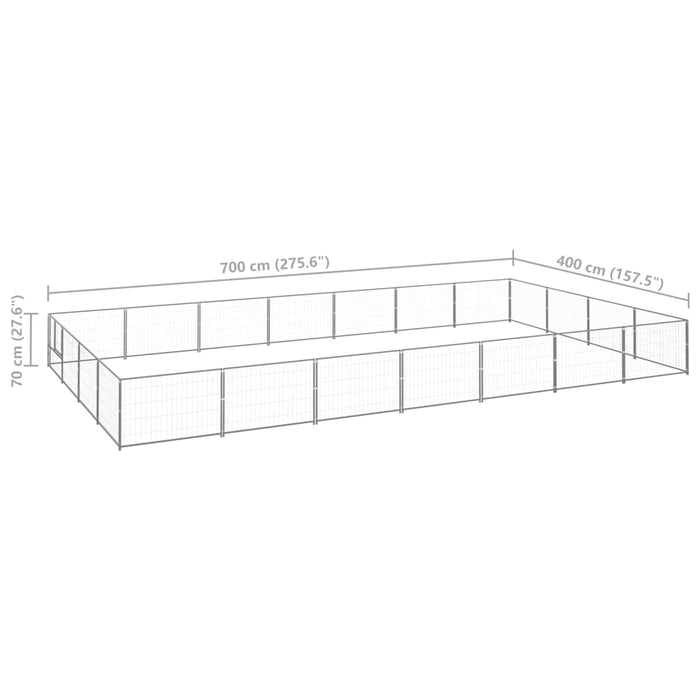 Padoc pentru câini, argintiu, 28 m², oțel - WALTI WALTI