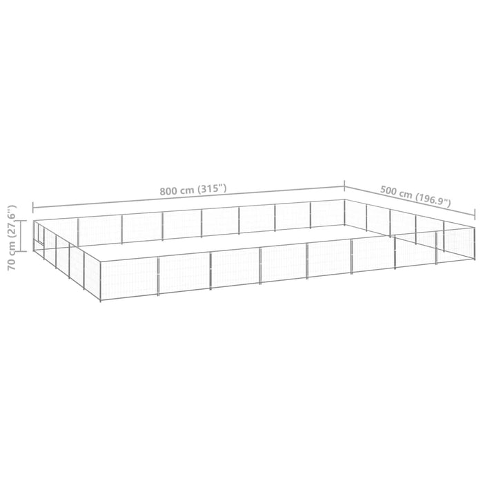 Padoc pentru câini, argintiu, 40 m², oțel - WALTI WALTI