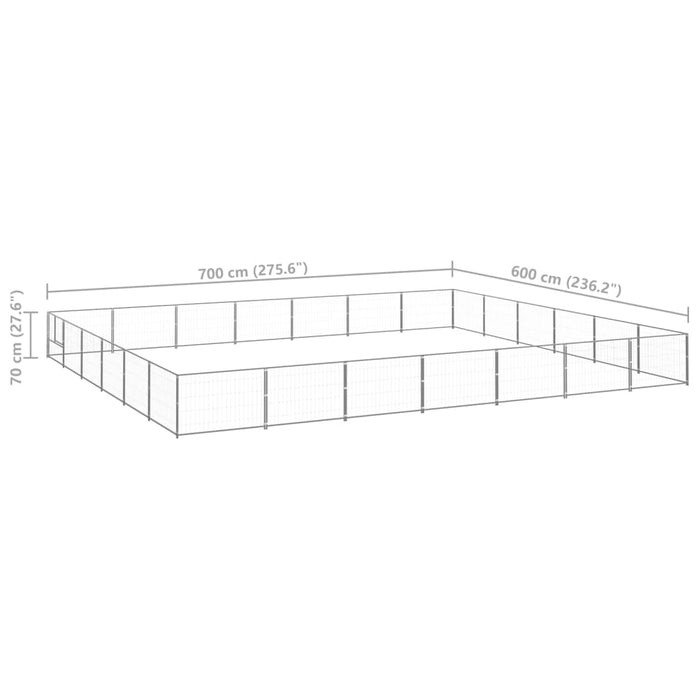 Padoc pentru câini, argintiu, 42 m², oțel - WALTI WALTI