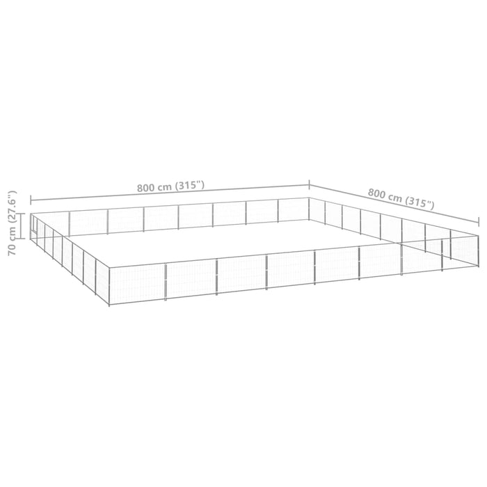 Padoc pentru câini, argintiu, 64 m², oțel - WALTI WALTI