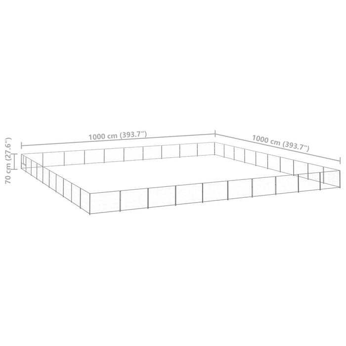 Padoc pentru câini, argintiu, 100 m², oțel - WALTI WALTI