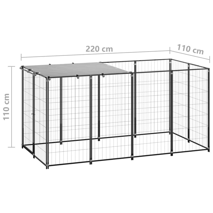 Padoc pentru câini, negru, 2,42 m², oțel - WALTI WALTI