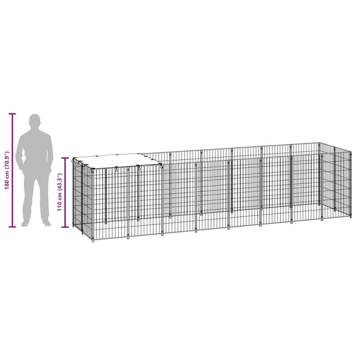 Padoc pentru câini, negru, 4,84 m², oțel - WALTI WALTI