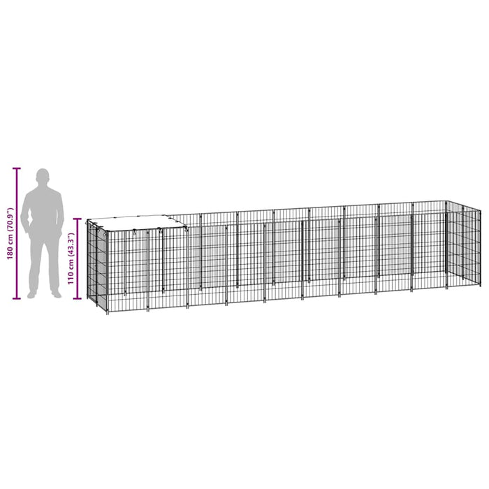 Padoc pentru câini, negru, 6,05 m², oțel - WALTI WALTI