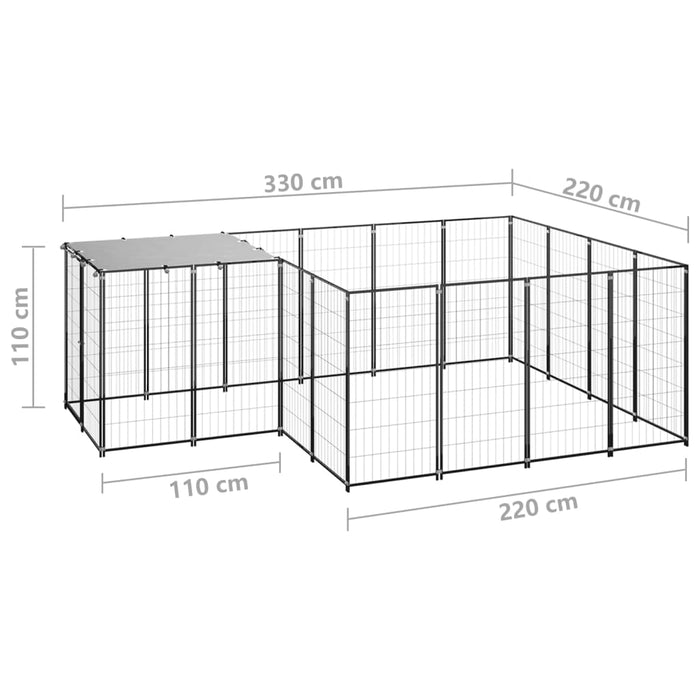 Padoc pentru câini, negru, 6,05 m², oțel - WALTI WALTI