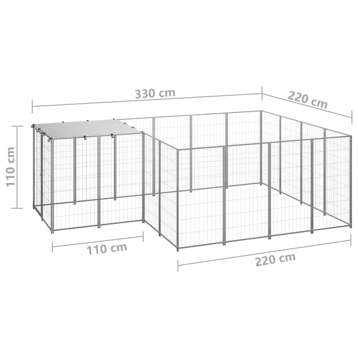 Padoc pentru câini, argintiu, 6,05 m², oțel - WALTI WALTI