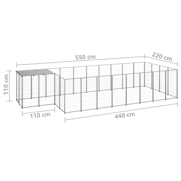 Padoc pentru câini, argintiu, 10,89 m², oțel - WALTI WALTI