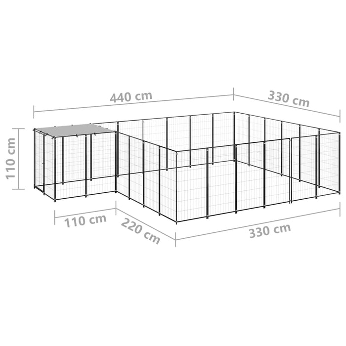 Padoc pentru câini, negru, 12,1 m², oțel - WALTI WALTI