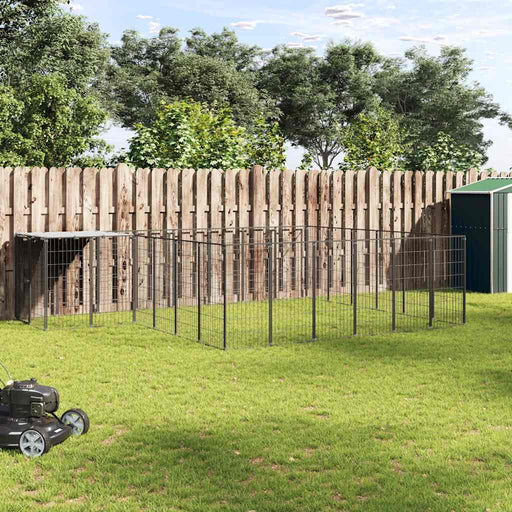 Padoc pentru câini, negru, 12,1 m², oțel - WALTI WALTI