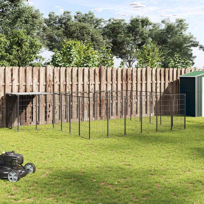 Padoc pentru câini, negru, 12,1 m², oțel - WALTI WALTI