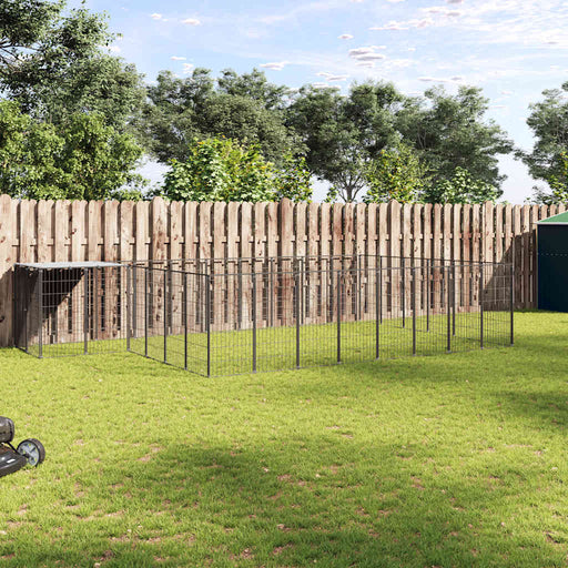 Padoc pentru câini, negru, 15,73 m², oțel - WALTI WALTI