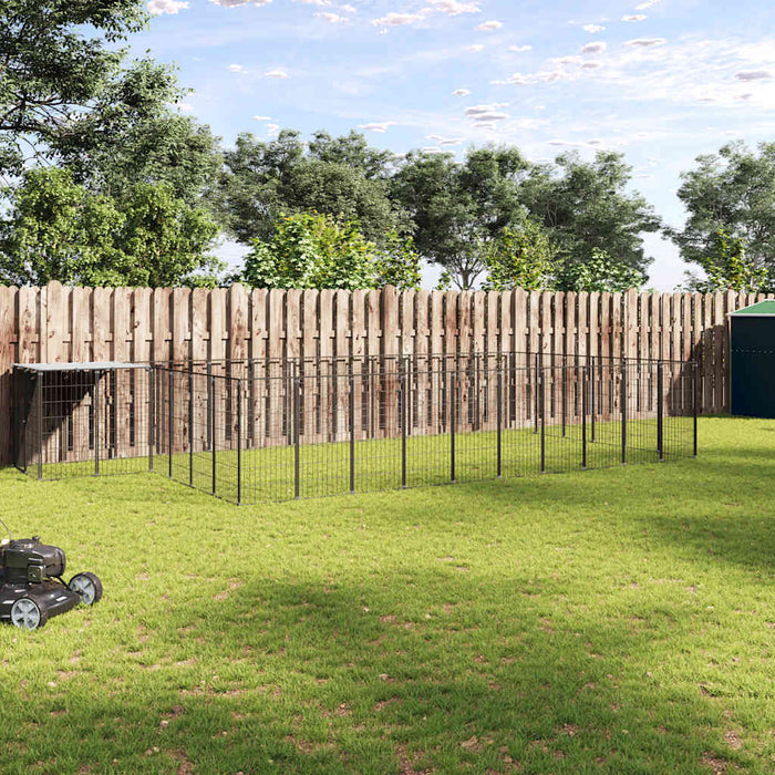 Padoc pentru câini, negru, 19,36 m², oțel - WALTI WALTI