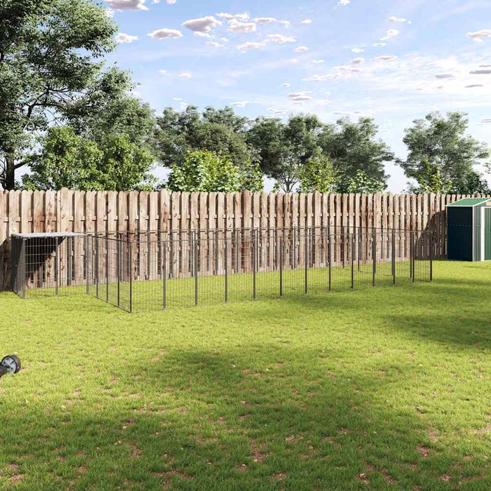 Padoc pentru câini, negru, 22,99 m², oțel - WALTI WALTI