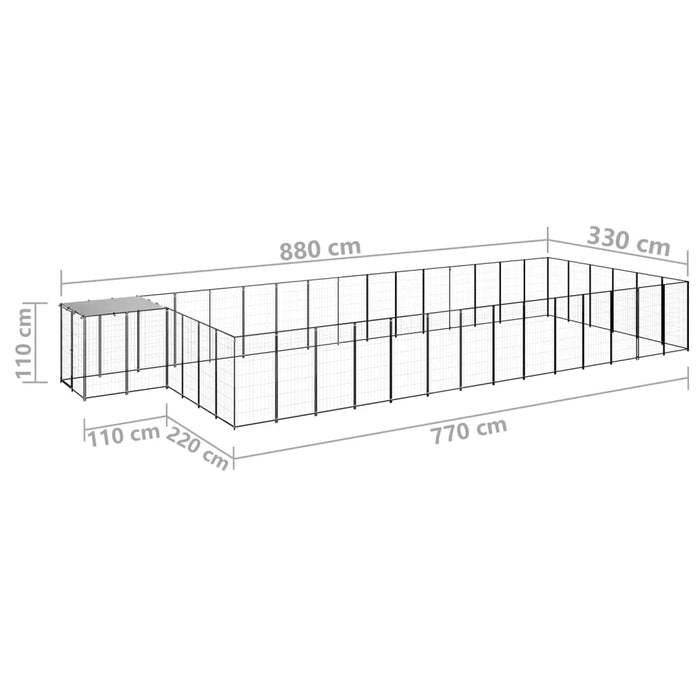 Padoc pentru câini, negru, 26,62 m², oțel - WALTI WALTI