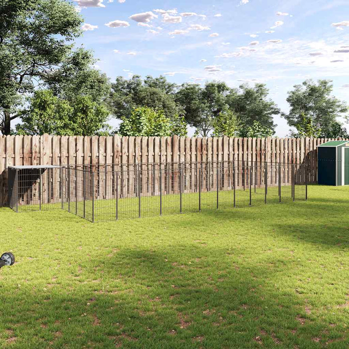 Padoc pentru câini, negru, 26,62 m², oțel - WALTI WALTI