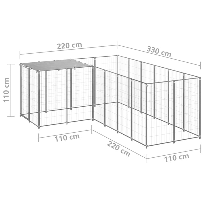 Padoc pentru câini, argintiu, 4,84 m², oțel - WALTI WALTI