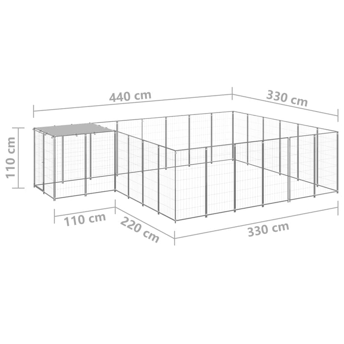 Padoc pentru câini, argintiu, 12,1 m², oțel - WALTI WALTI