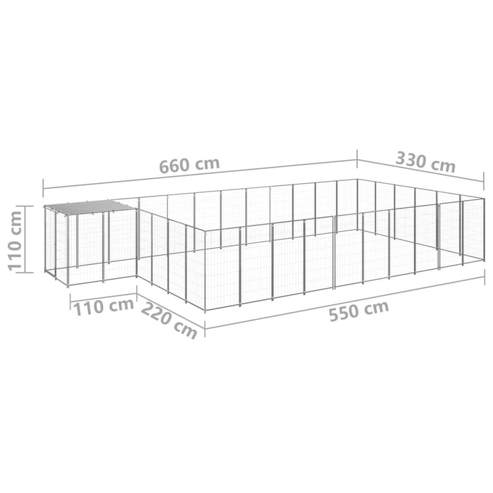 Padoc pentru câini, argintiu, 19,36 m², oțel - WALTI WALTI