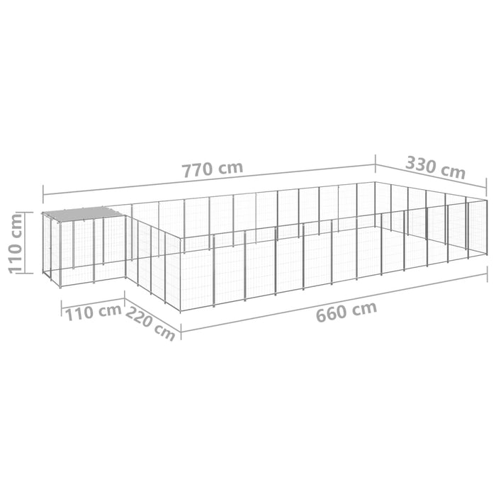 Padoc pentru câini, argintiu, 22,99 m², oțel - WALTI WALTI