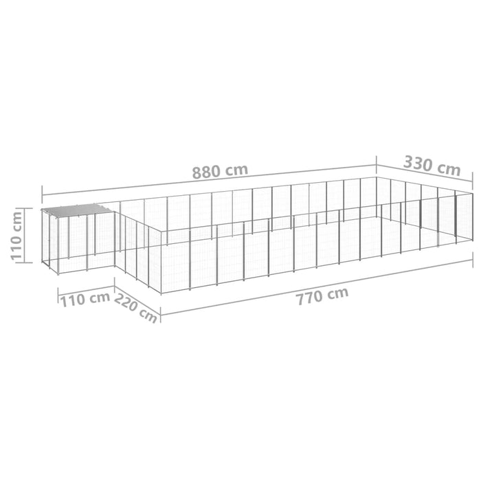 Padoc pentru câini, argintiu, 26,62 m², oțel - WALTI WALTI